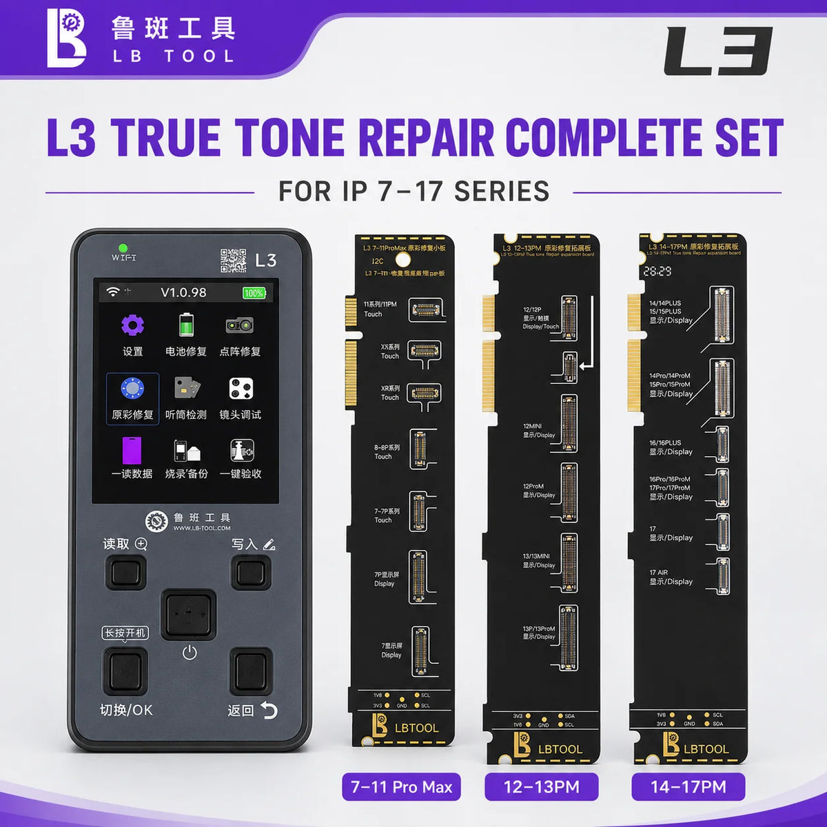 BRESUN/ LB FOR iPhone True Tone Repair Solution L3 Programmer True Tone Repair Module Compatible with iPhone 7 through 17 Series