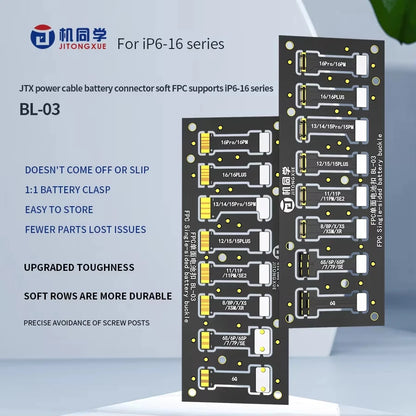 JTX Power Cable Battery Connector Soft FPC for IPhone 6-16 Pro Max Full Range Power-on Cables Repairs Soft-disk Battery Buckles