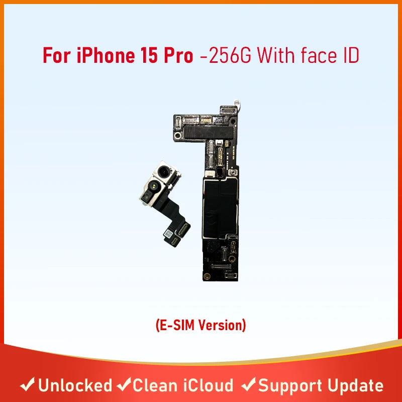 Fully Tested Authentic Mainboard For iPhone 15/15 Pro Max Motherboard With Face ID Unlocked Cleaned iCloud Pysics E SIM Version