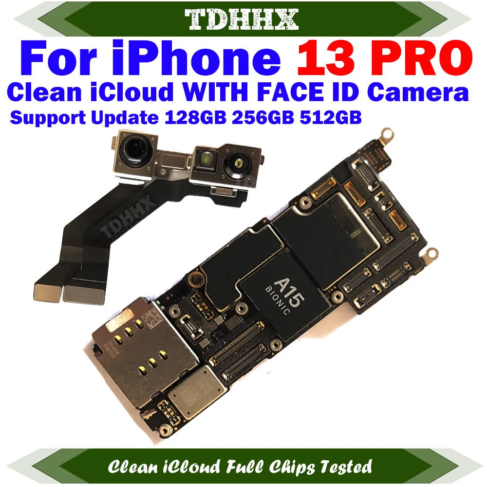 Free iCloud Motherboard For iPhone 13 Pro Max 128g/256g 512GB Mainboard With Face ID CleanediCloud Main Logic Board Ok Plate
