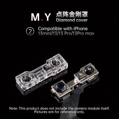 YCS 4Pcs Dot Matrix Diamond Cover – Front Camera Lens Protector Anti-Dust & Anti-Touch For iPhone X~17 Pro Max Face ID Repair