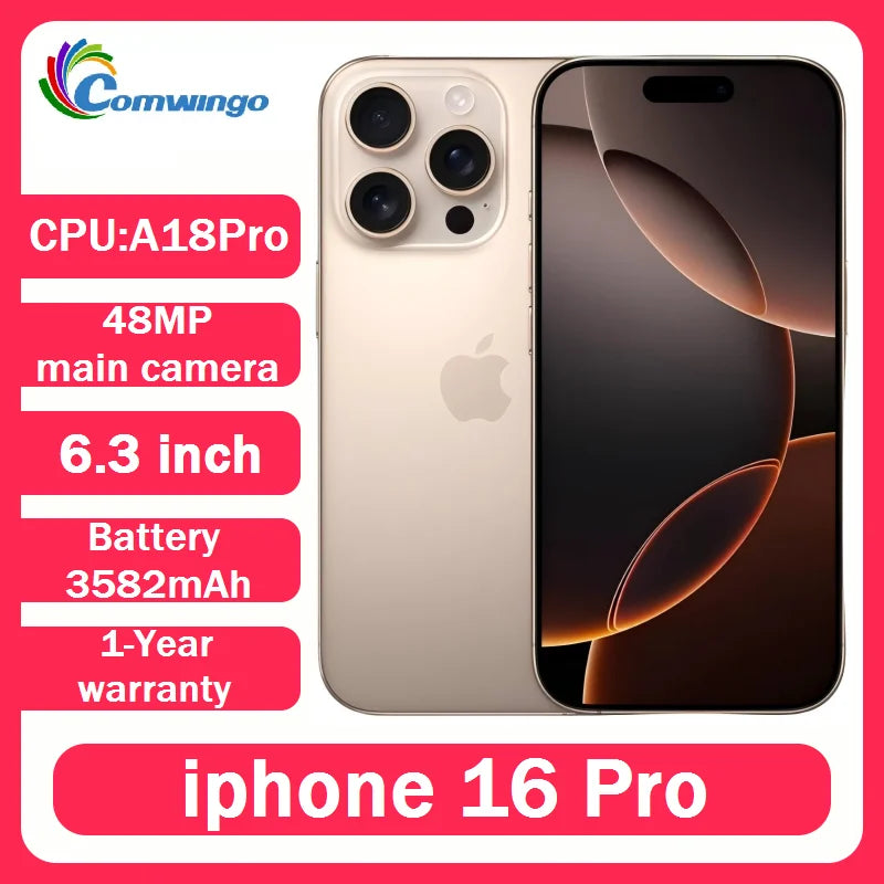 Apple iPhone 16 pro 6.3' Super Retina XDR OLED 8GB RAM 128/256GB Face ID A18pro 5G Unlocked Cell Phone Original 97% New