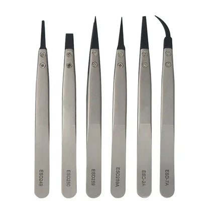 5PC Watch Hands Installation Work Tweezers Straight Elbow Handle Stainless Antistatic Plastic Tweezers ESD-259 ESD-259A ESD-7A