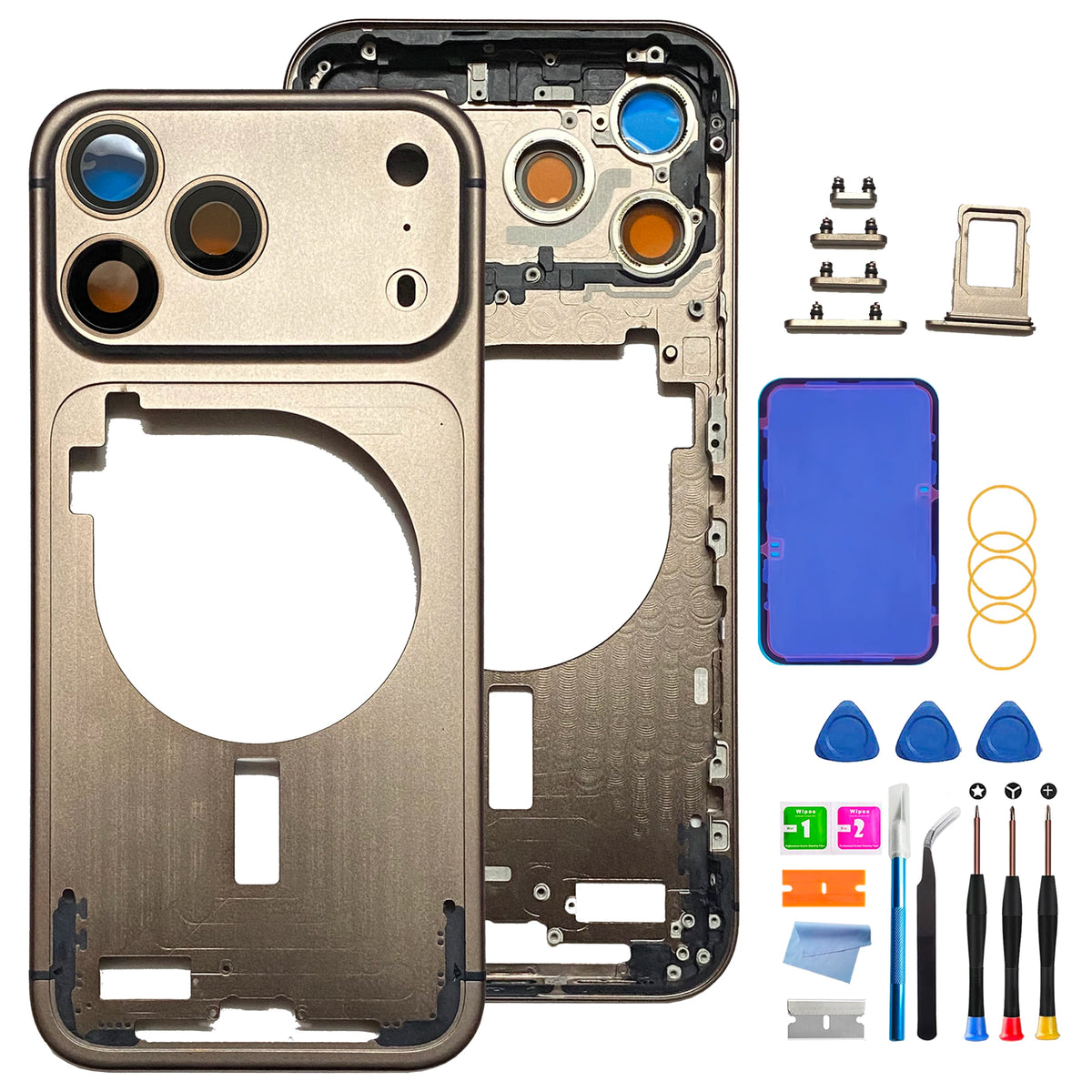 Carcasa personalizada para iPhone 17 Pro Max - Reemplazo de conjunto completo (versión CN) con bandeja SIM, botones laterales y herramientas de reparación