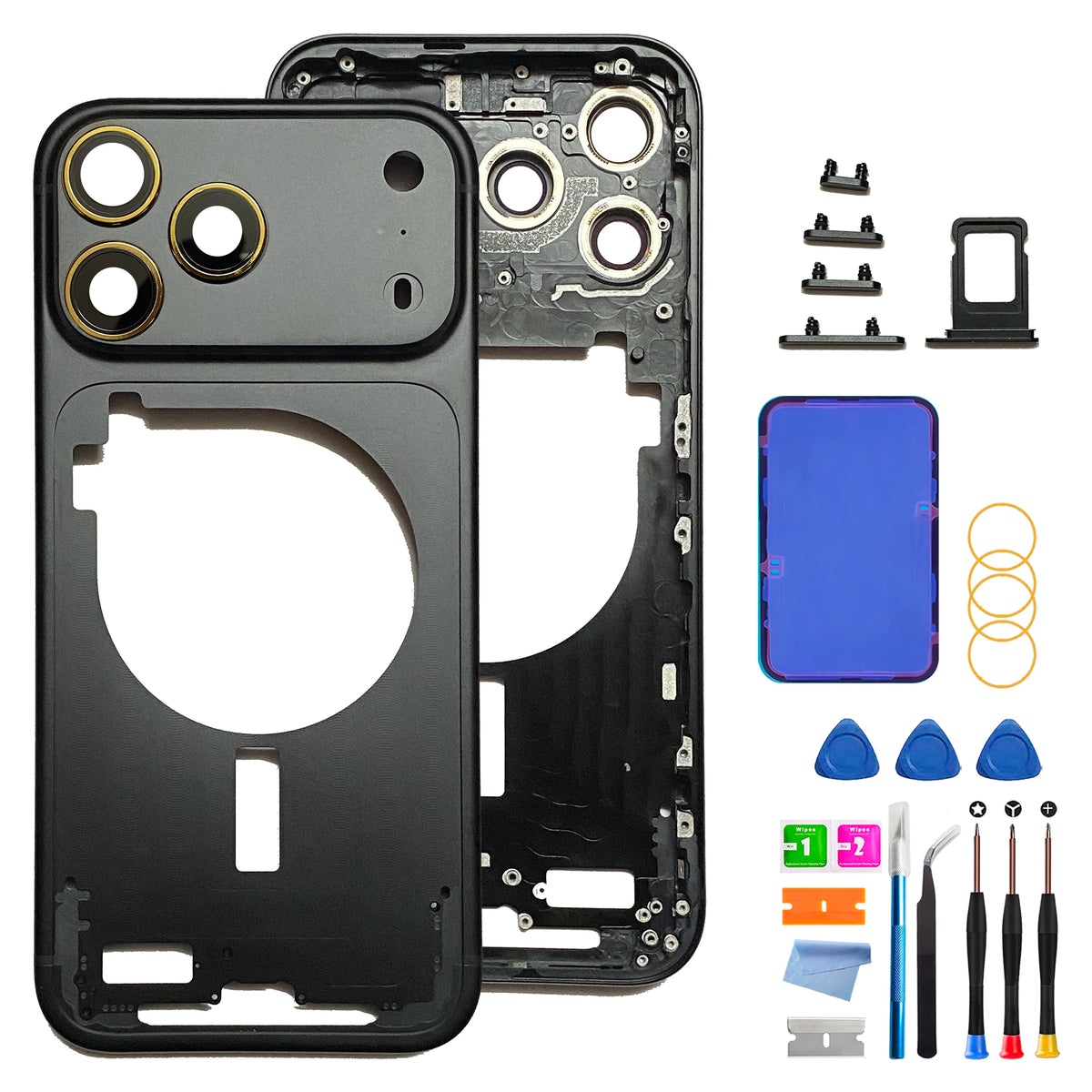 Carcasa personalizada para iPhone 17 Pro Max - Reemplazo de conjunto completo (versión CN) con bandeja SIM, botones laterales y herramientas de reparación