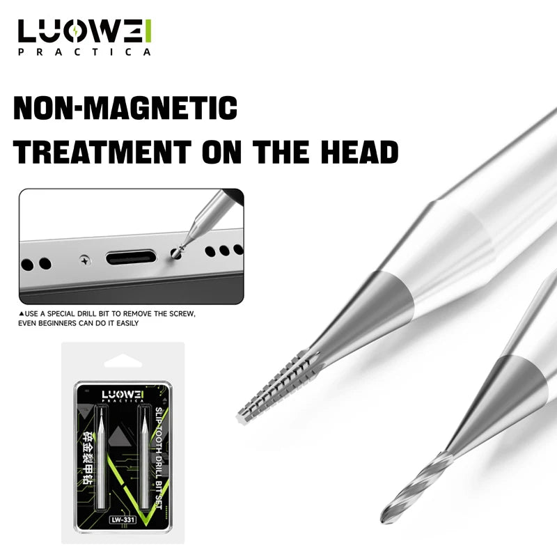 LUOWEI LW-331 Screw Extractor Drill Bit Set 2PCS High Hardness Alloy for Stripped Screw Removal Phones Motherboard Repair Tools