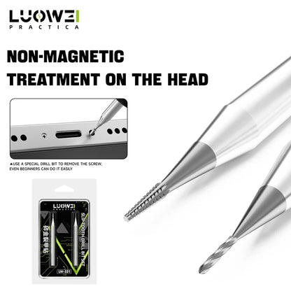 LUOWEI LW-331 Screw Extractor Drill Bit Set 2PCS High Hardness Alloy for Stripped Screw Removal Phones Motherboard Repair Tools