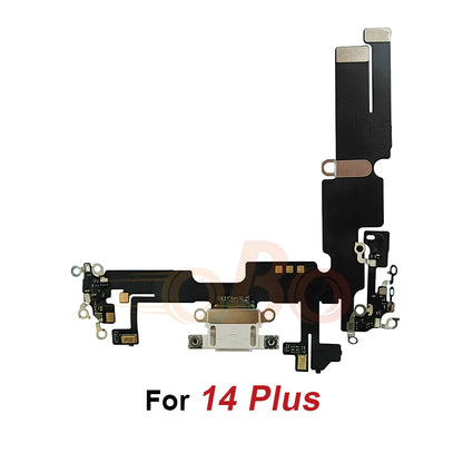 Charging Port Flex Cable for iPhone 14 Plus 14 Pro Max Black White USB Charger Dock Connector With Microphone Ribbon Flex（1PC）
