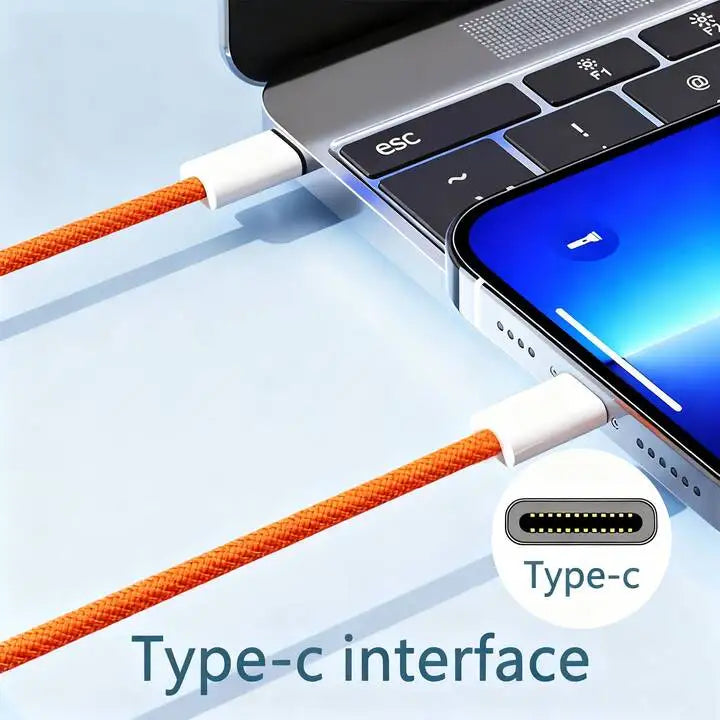 Fast Charger Cable Compatible with iPhone 17/16/15 USB-C to Type C Charging Data Cable Nylon Braided 3.3/6.6/10 Feet Long