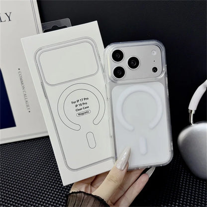 Funda de carga inalámbrica magnética original para MagSafe para iPhone 18 17 Air 16 15 14 13 12 11 Pro Max Plus Mini Cubierta trasera transparente