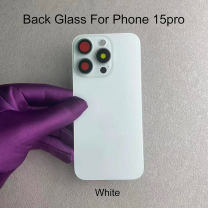 1 Pc Back Glass For iPhone 15 Pro/15 Pro Max Back Glass Panel Battery Cover Replacement Parts Rear Housing with Camera Lens