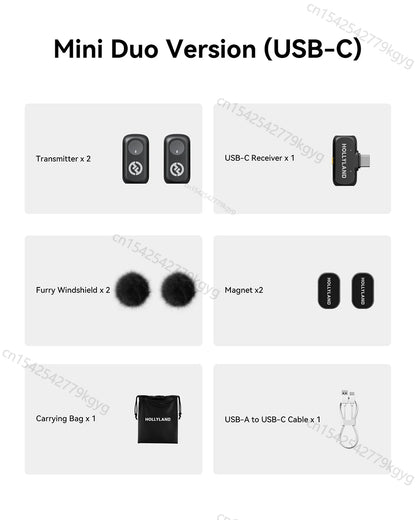 Hollyland LARK A1 Wireless Microphone for iPhone Android Micphone for Youtube Tiktok Vlogging Podcast Noise Cancellation Mic