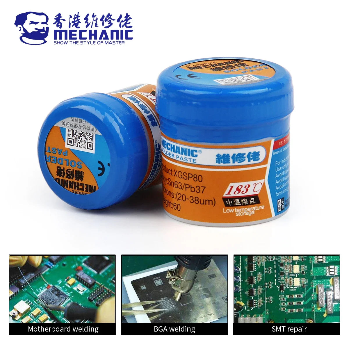 MECHANIC XG Series 183℃ Tin Solder Paste Environment Friendly Sn63 Soldering Flux for Mobile Phone IC CPU BGA SMD REPAIR