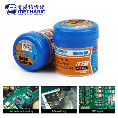 MECHANIC XG Series 183℃ Tin Solder Paste Environment Friendly Sn63 Soldering Flux for Mobile Phone IC CPU BGA SMD REPAIR
