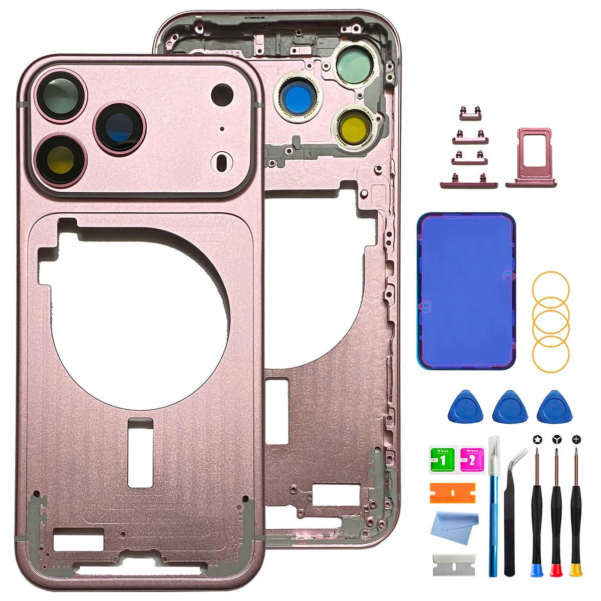 Carcasa personalizada para iPhone 17 Pro Max - Reemplazo de conjunto completo (versión CN) con bandeja SIM, botones laterales y herramientas de reparación