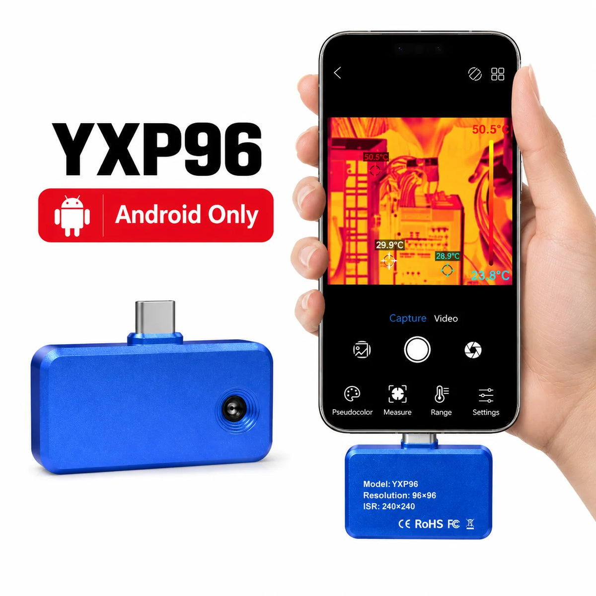 USB-C Thermal Camera 320x240 Infrared Imager, -4°F~1112°F ±3.6°F High Accuracy Thermal Imaging Camera for HVAC Electrical Home