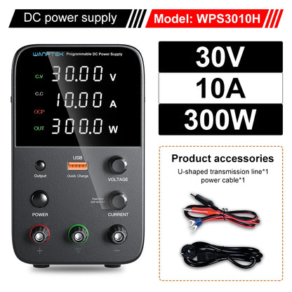 Wanptek Adjustable DC Power Supply 30V 10A 60V 5A Lab Bench Power Source Stabilized Power Supply Voltage Regulator Switch 120V3A