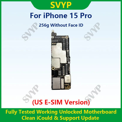 Fully Tested 100%Working Mainboard For iPhone 15 Pro Max Motherboard With Face ID Unlocked And Cleaned iCloud US E-SIM Version