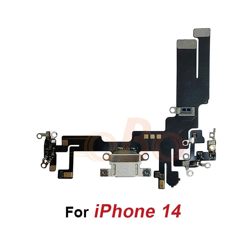 Charging Port Flex Cable for iPhone 14 Plus 14 Pro Max Black White USB Charger Dock Connector With Microphone Ribbon Flex（1PC）