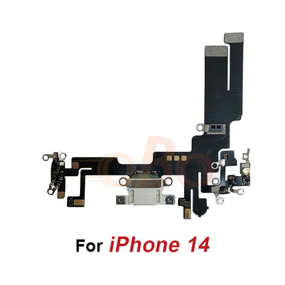 Charging Port Flex Cable for iPhone 14 Plus 14 Pro Max Black White USB Charger Dock Connector With Microphone Ribbon Flex（1PC）