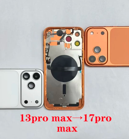 Rear Back Housing Battery Cover For iPhone 13 Pro Max Convert To 17 Pro Max Diy 13 Pro Max Like 17 Pro Max With Tray