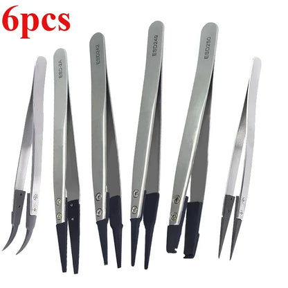 5PC Watch Hands Installation Work Tweezers Straight Elbow Handle Stainless Antistatic Plastic Tweezers ESD-259 ESD-259A ESD-7A
