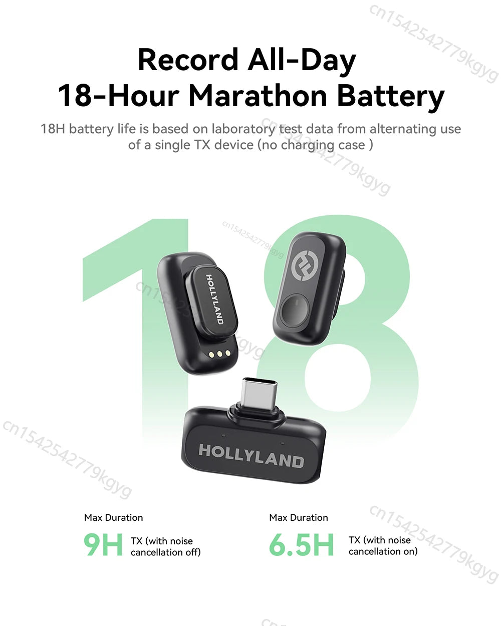 Hollyland LARK A1 Wireless Microphone for iPhone Android Micphone for Youtube Tiktok Vlogging Podcast Noise Cancellation Mic