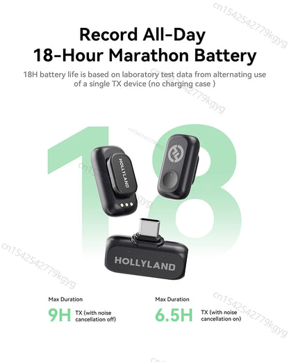 Hollyland LARK A1 Wireless Microphone for iPhone Android Micphone for Youtube Tiktok Vlogging Podcast Noise Cancellation Mic
