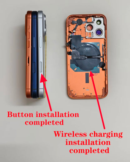 Back Cover For iPhone 14 Pro Max Like 18 Pro Max DIY Back Housing 14 Pro To 18 Pro Housing With Wireless Charging + Flash Cable