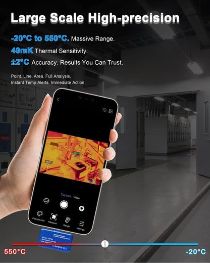 USB-C Thermal Camera 320x240 Infrared Imager, -4°F~1112°F ±3.6°F High Accuracy Thermal Imaging Camera for HVAC Electrical Home