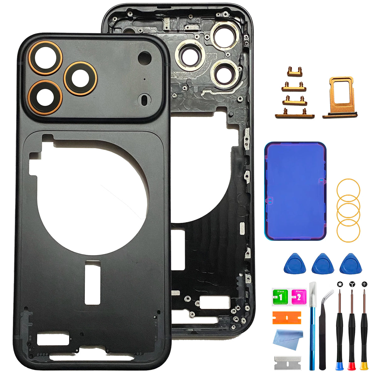 Carcasa personalizada para iPhone 17 Pro Max - Reemplazo de conjunto completo (versión CN) con bandeja SIM, botones laterales y herramientas de reparación