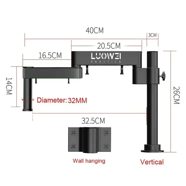 32 24mm Microscope Articulating Arm Rotatable Universal Stand Stereo Trinocular Microscopio HDMI USB Video Camera Phone Repair