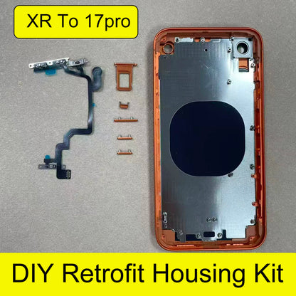 Kit de carcasa DIY para iPhone XR Convertir a 17 Pro Style, carcasa, botones laterales, flex, piezas de reemplazo y reparación del mod