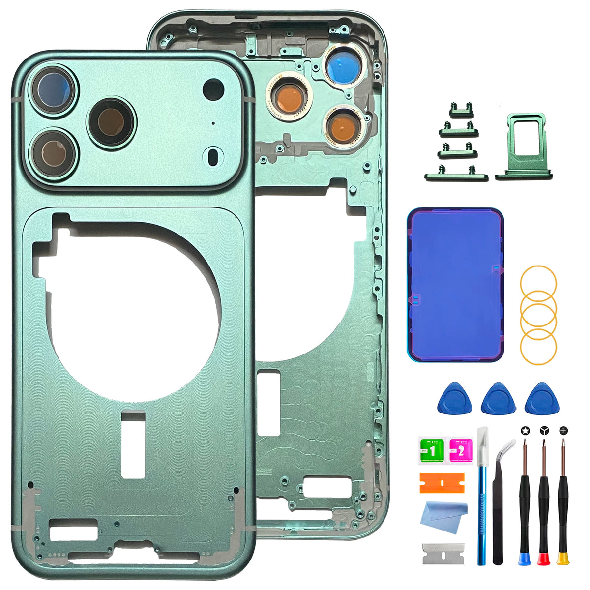 Carcasa personalizada para iPhone 17 Pro Max - Reemplazo de conjunto completo (versión CN) con bandeja SIM, botones laterales y herramientas de reparación