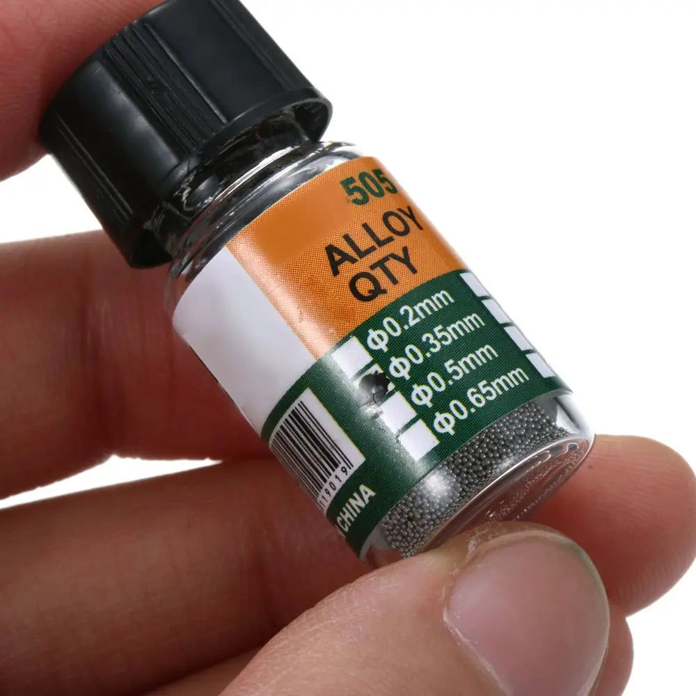 25000 piezas/botella 0,2-0,65 mm BGA Bolas de rebote con plomo para micro-soldadura IC, Bola de soldadura Material de estaño Sn63/Pb37 Herramientas de reparación