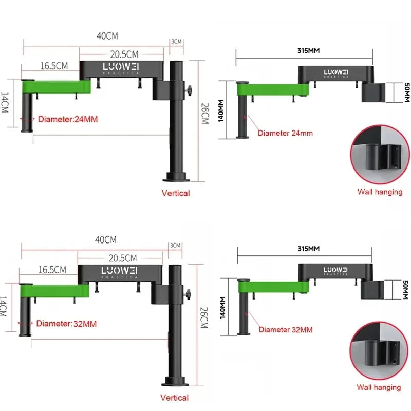32 24mm Microscope Articulating Arm Rotatable Universal Stand Stereo Trinocular Microscopio HDMI USB Video Camera Phone Repair