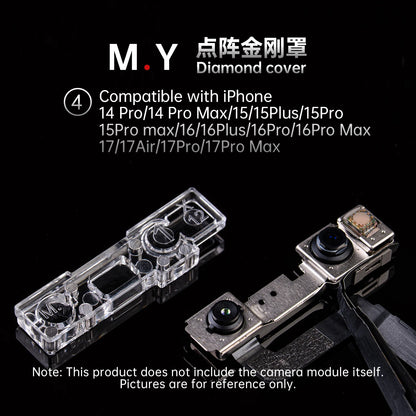 YCS 4Pcs Dot Matrix Diamond Cover – Front Camera Lens Protector Anti-Dust & Anti-Touch For iPhone X~17 Pro Max Face ID Repair