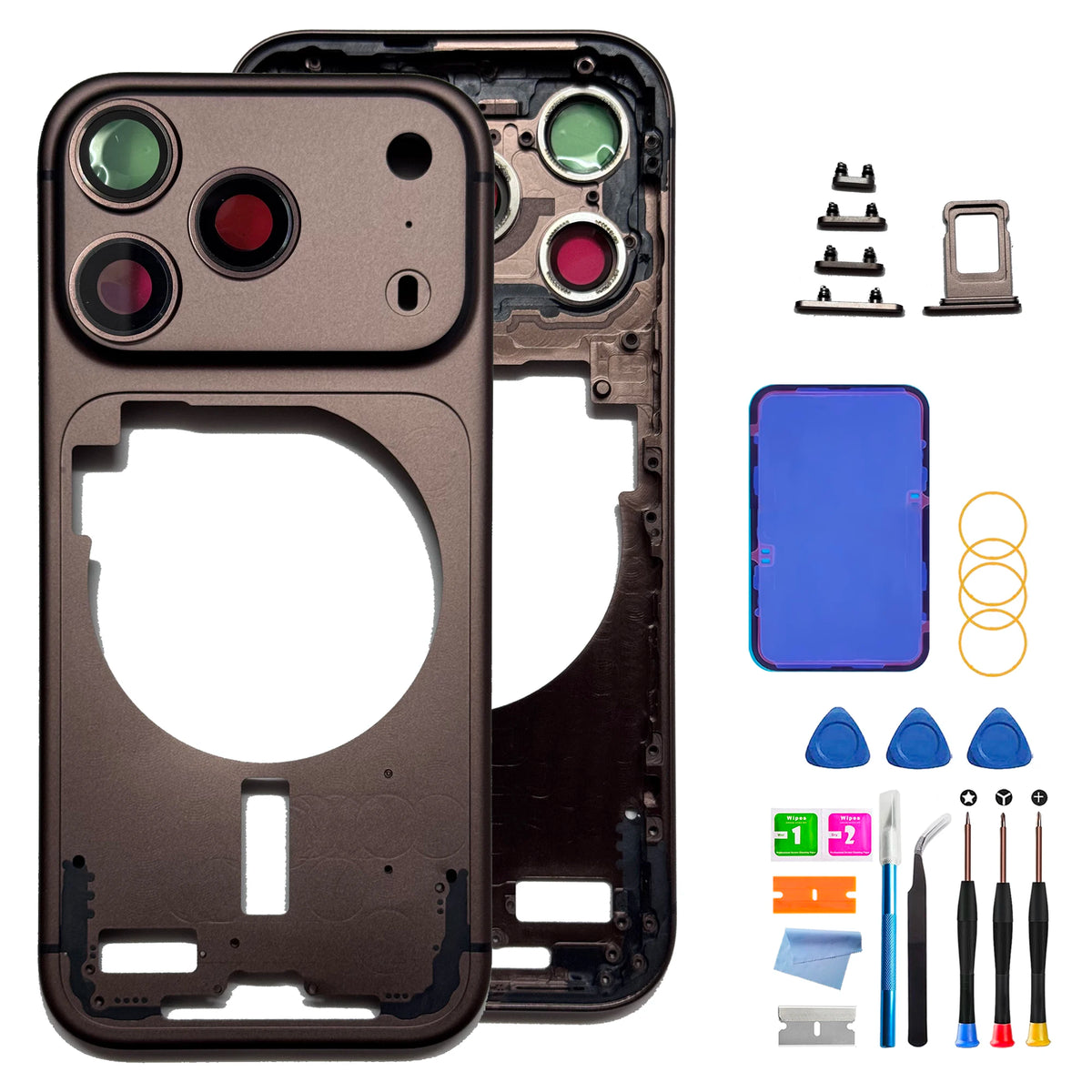 Carcasa personalizada para iPhone 17 Pro Max - Reemplazo de conjunto completo (versión CN) con bandeja SIM, botones laterales y herramientas de reparación