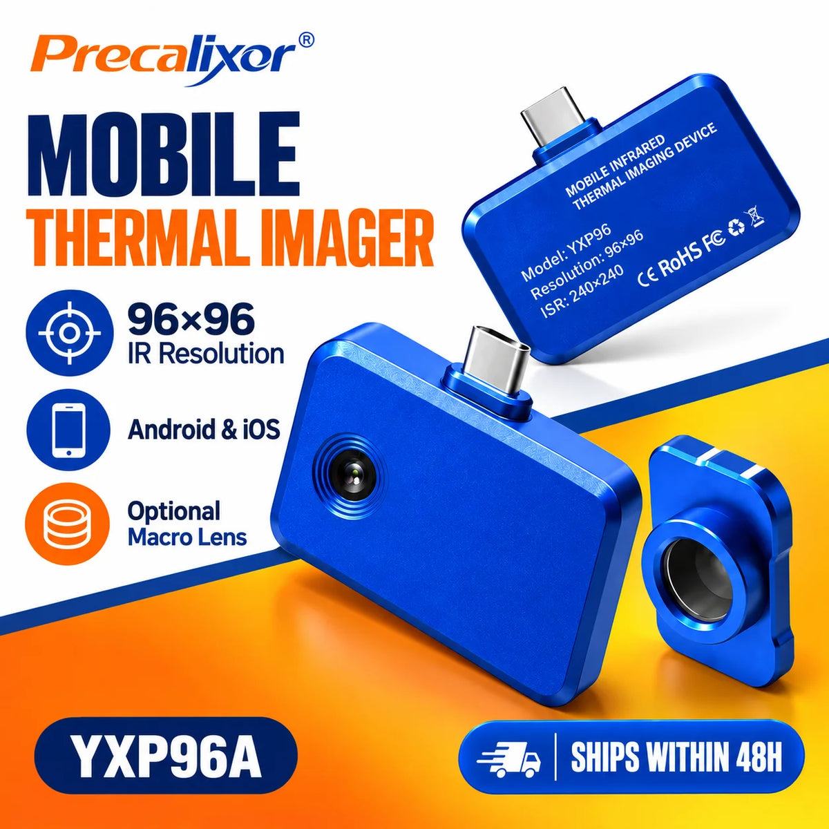 USB-C Thermal Camera 320x240 Infrared Imager, -4°F~1112°F ±3.6°F High Accuracy Thermal Imaging Camera for HVAC Electrical Home