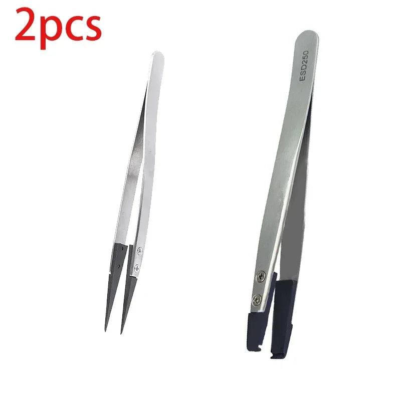 5PC Watch Hands Installation Work Tweezers Straight Elbow Handle Stainless Antistatic Plastic Tweezers ESD-259 ESD-259A ESD-7A