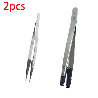 5PC Watch Hands Installation Work Tweezers Straight Elbow Handle Stainless Antistatic Plastic Tweezers ESD-259 ESD-259A ESD-7A