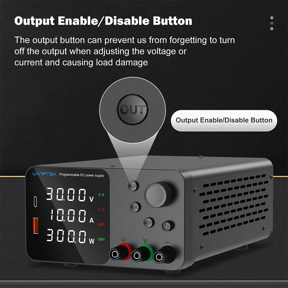 Wanptek Adjustable DC Power Supply 30V 10A 60V 5A Lab Bench Power Source Stabilized Power Supply Voltage Regulator Switch 120V3A