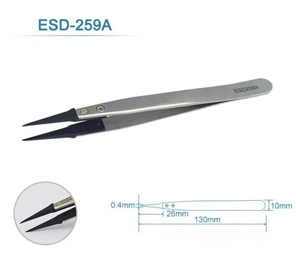 5PC Watch Hands Installation Work Tweezers Straight Elbow Handle Stainless Antistatic Plastic Tweezers ESD-259 ESD-259A ESD-7A