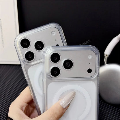 Funda de carga inalámbrica magnética original para MagSafe para iPhone 18 17 Air 16 15 14 13 12 11 Pro Max Plus Mini Cubierta trasera transparente