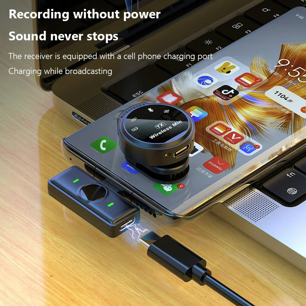 J6 Wireless Lavalier Lapel Microphone Live Streaming Interviews Portable Noise Mini Reduction Audio Video Recording Live Phone