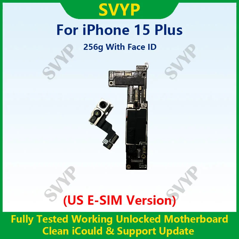 Fully Tested 100%Working Mainboard For iPhone 15 Pro Max Motherboard With Face ID Unlocked And Cleaned iCloud US E-SIM Version