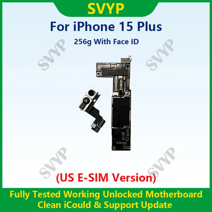 Fully Tested 100%Working Mainboard For iPhone 15 Pro Max Motherboard With Face ID Unlocked And Cleaned iCloud US E-SIM Version