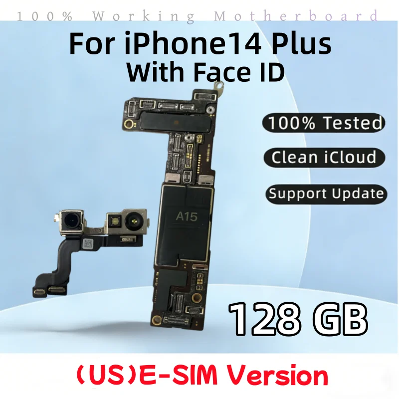 Fully Tested Unlocked Logic Board For iPhone 14 Plus Motherboard Clean ICloud E-SIM/SIM Version With/Without Face ID Mainboard