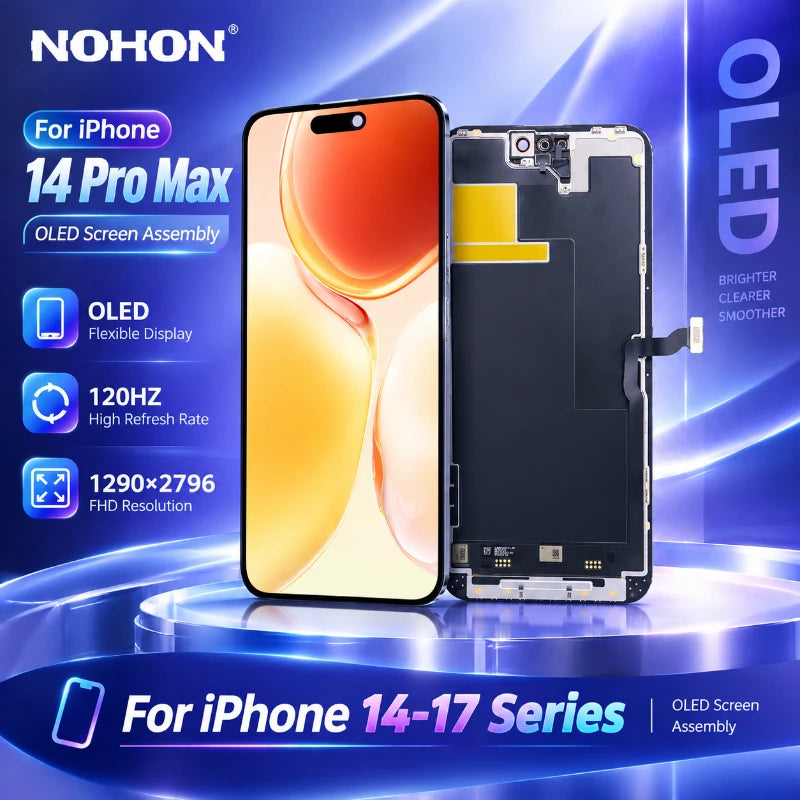 NOHON OLED Screen Display for iPhone 14 15 16 17 Pro Max Plus Touch Screen Digitizer Assembly With Repair Tools