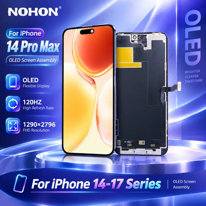 NOHON OLED Screen Display for iPhone 14 15 16 17 Pro Max Plus Touch Screen Digitizer Assembly With Repair Tools